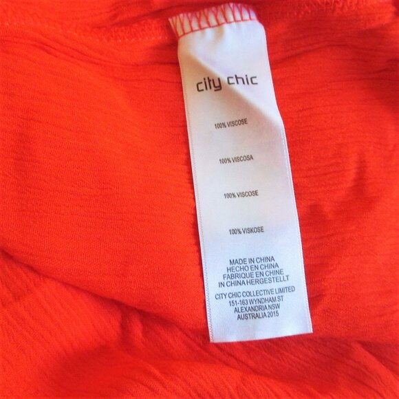 City Chic Seville Tunic Dress Size 18 Embroidered Bright Orange Red Tigerlilly - Picture 9 of 12